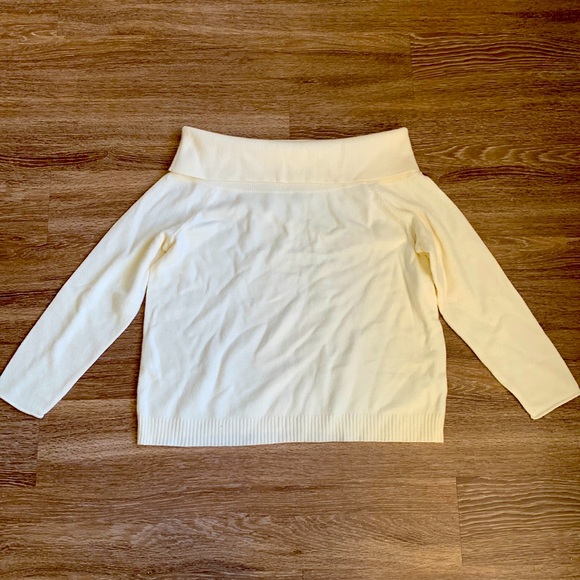 Anthropologie Shelby Off Shoulder Cream Sweater - Picture 4 of 7